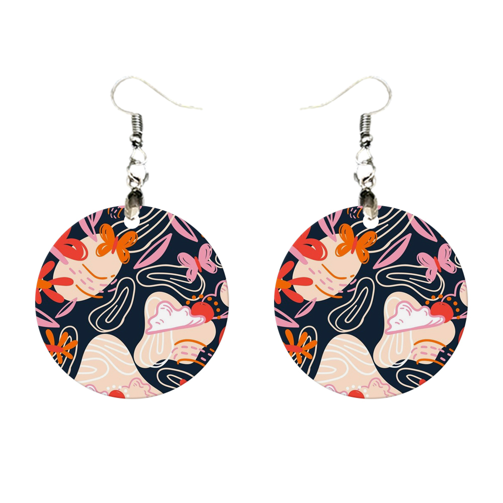 Double-Sides Printing Sublimation Blank MDF Earring Popular DIY Heat Transfer MDF Earring With 33 Different Design