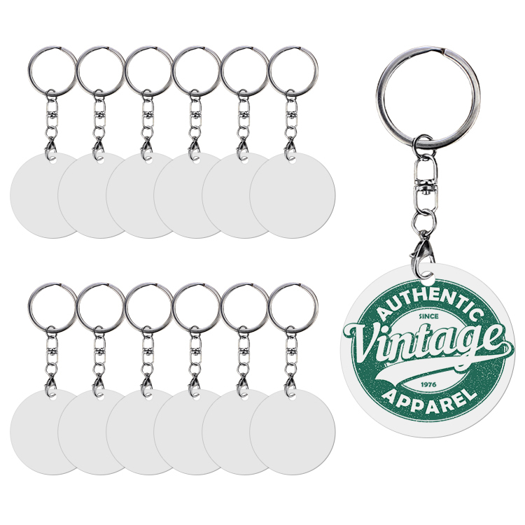 DIY Sublimation PET Flat Round Double-Sided Printing Keychain - Customizable Bag & Key Decor