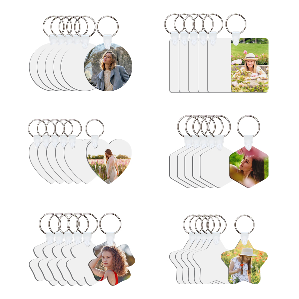 DIY Sublimation MDF Keychain - Double-Sided Heat Transfer Printing Keyring Blank with 25 Different Shapes
