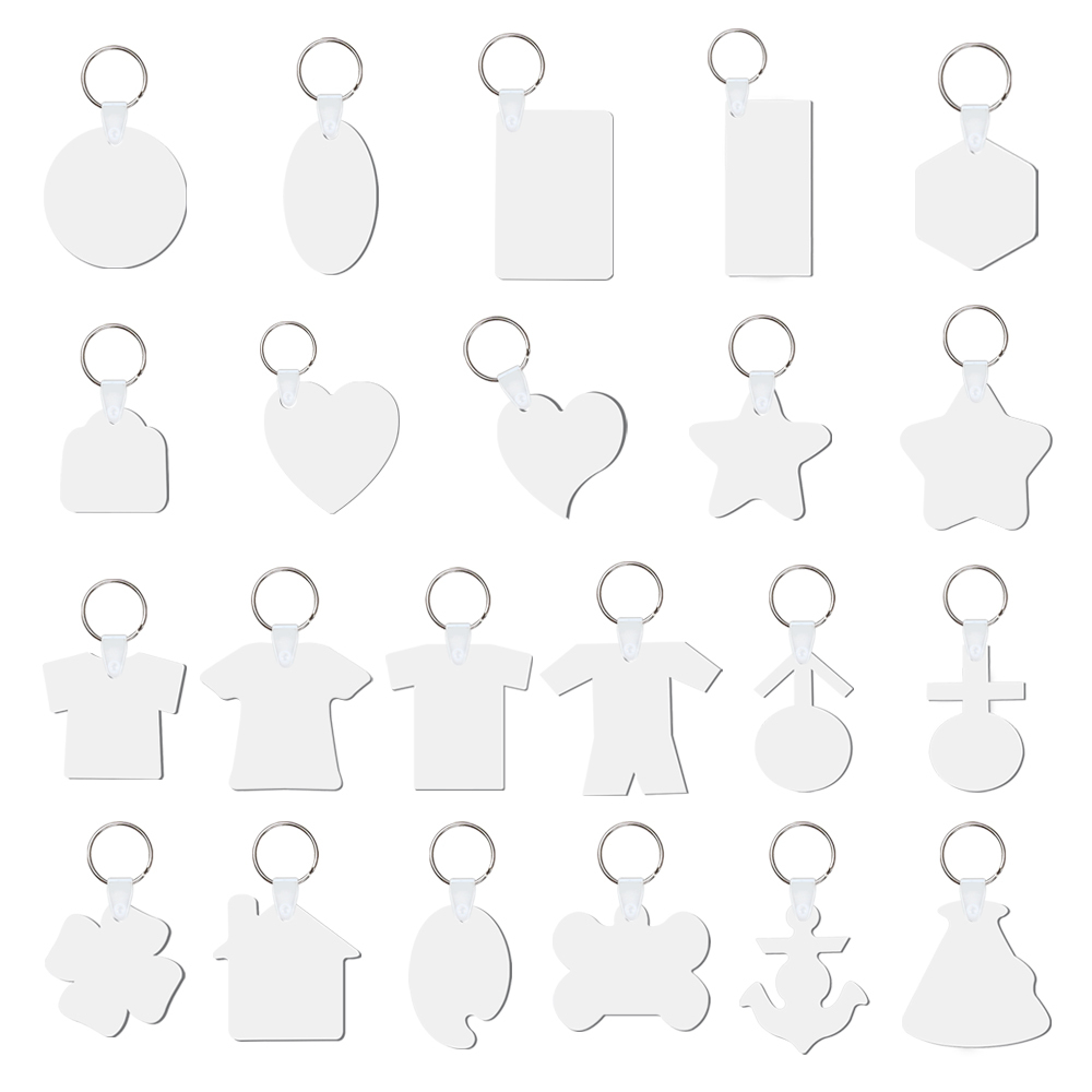 DIY Sublimation MDF Keychain - Double-Sided Heat Transfer Printing Keyring Blank with 25 Different Shapes