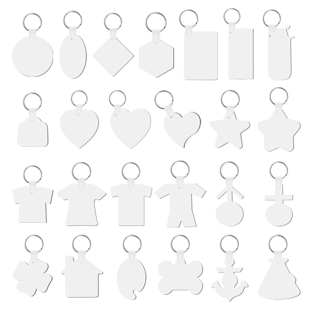 DIY Sublimation MDF Keychain - Double-Sided Heat Transfer Printing Keyring Blank with 25 Different Shapes
