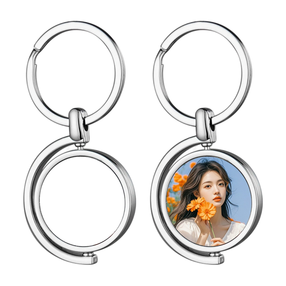 Personalized Sublimation Metal Rotating Double-Sided Printing Keychain for DIY Photo Craft