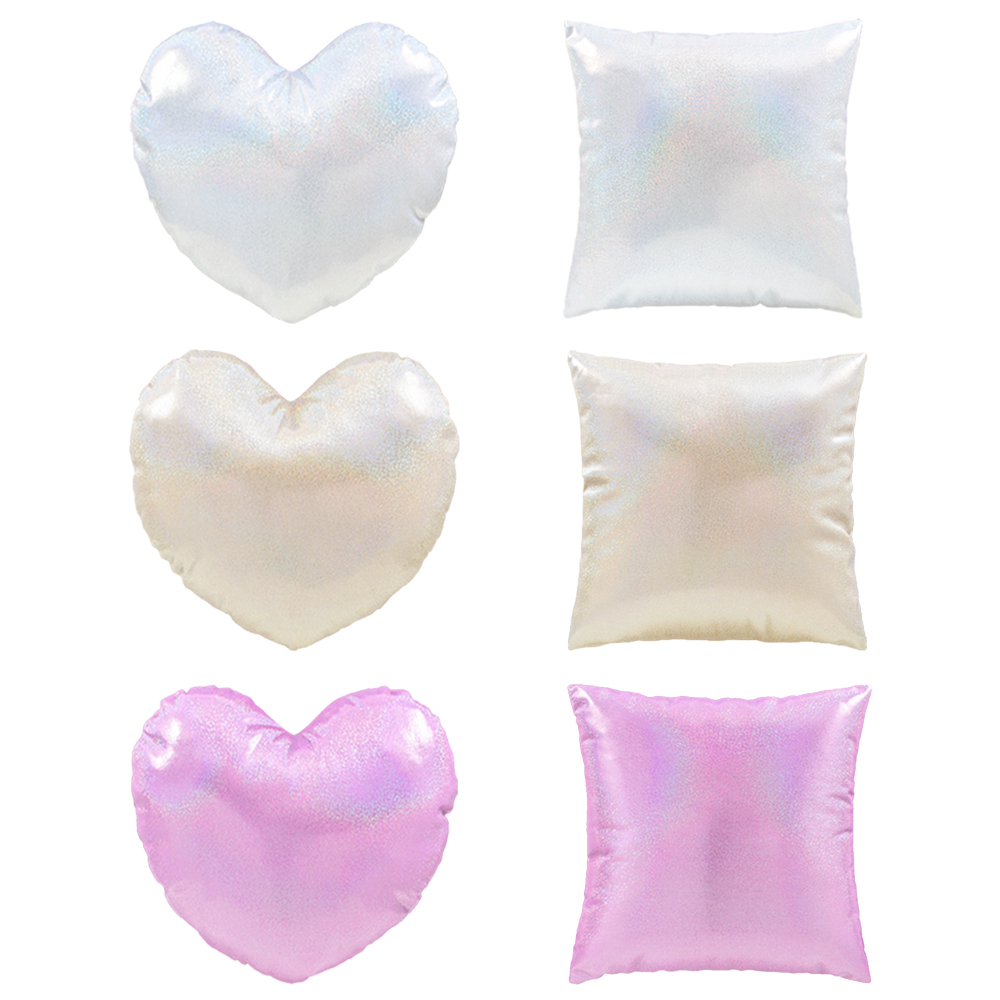 Factory Price Personalized Sublimation Polyester Pearlescent Heart-Shape Blank Pillow Case - DIY Heat Transfer Home Decor