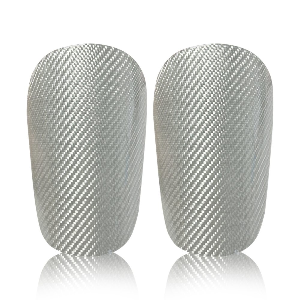 Personalized Lightweight & Portable Sublimation White/Vein Carbon Fiber Shin Guards - Black/Silver Inner for Football/Soccer