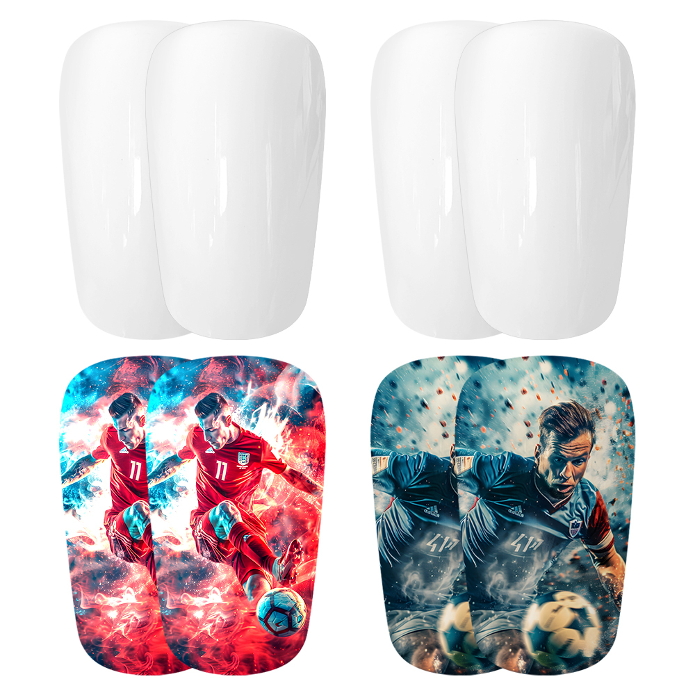 Personalized Lightweight & Portable Sublimation White/Vein Carbon Fiber Shin Guards - Black/Silver Inner for Football/Soccer