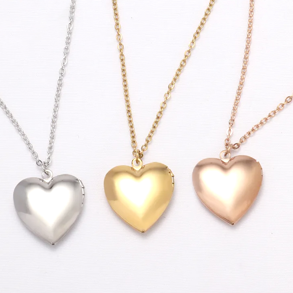 Personalized Sublimation Metal Couple Necklace - DIY Craft Heart/Round Shape with 3 Colors (Silver/Gold/Rose Gold)