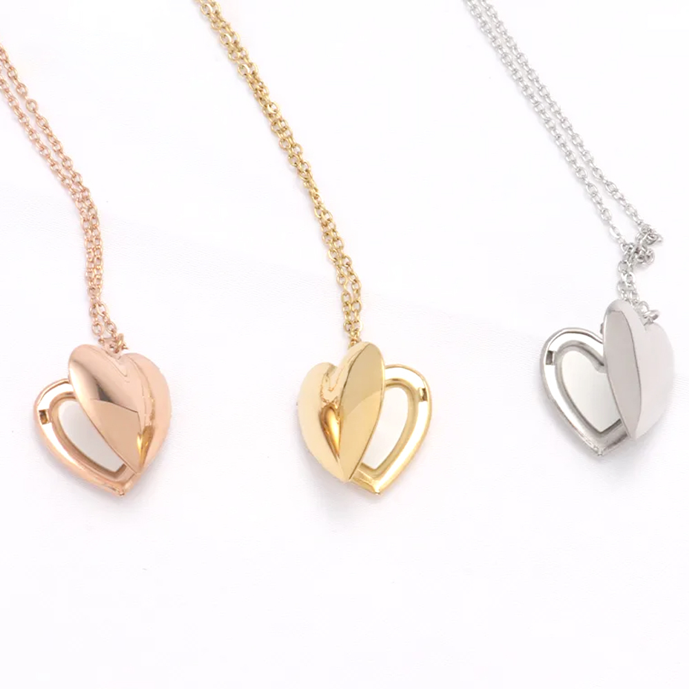 Personalized Sublimation Metal Couple Necklace - DIY Craft Heart/Round Shape with 3 Colors (Silver/Gold/Rose Gold)