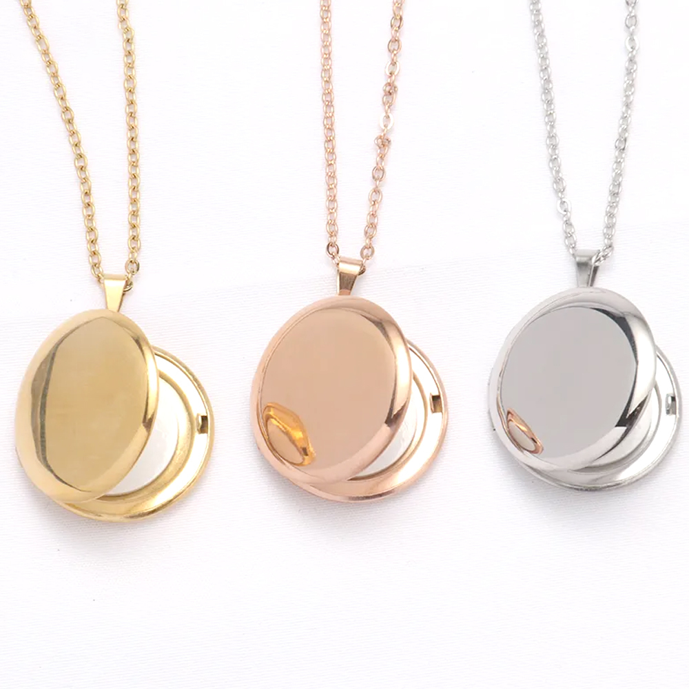 Personalized Sublimation Metal Couple Necklace - DIY Craft Heart/Round Shape with 3 Colors (Silver/Gold/Rose Gold)