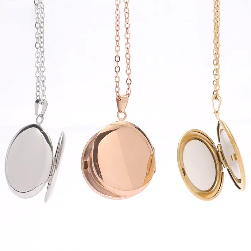 Personalized Sublimation Metal Couple Necklace - DIY Craft Heart/Round Shape with 3 Colors (Silver/Gold/Rose Gold)
