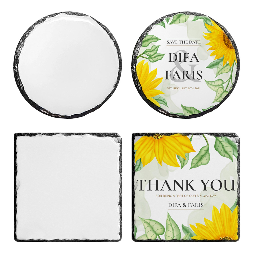 DIY Sublimation Rock Coaster for Crafts - Heat Transfer Blank Coaster Round & Square Shape for DIY Crafts and Sublimation Projects