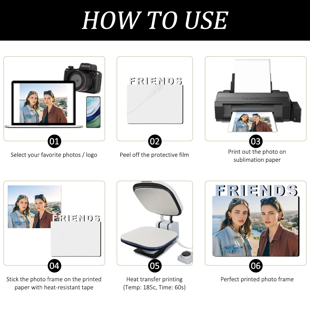 Personalized MDF Sublimation Photo Panel - 5mm Thickness Customizable MDF Blank Photo Frame for Heat Transfer for Home Supplies