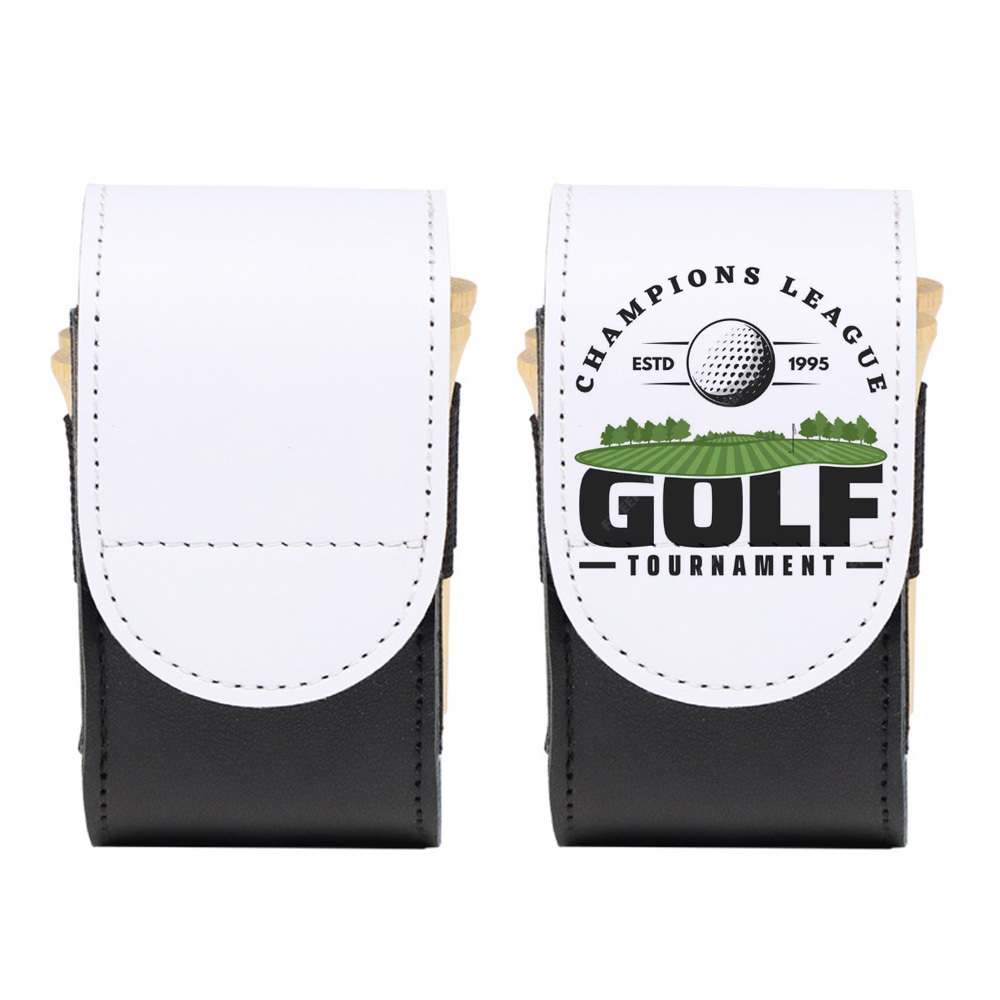 DIY Sublimation Golf Tee Holder Pouch Bag - PU Leather Golf Mini Bag Heat Transfer Portable Ball Holder Carry Bag with Buckle
