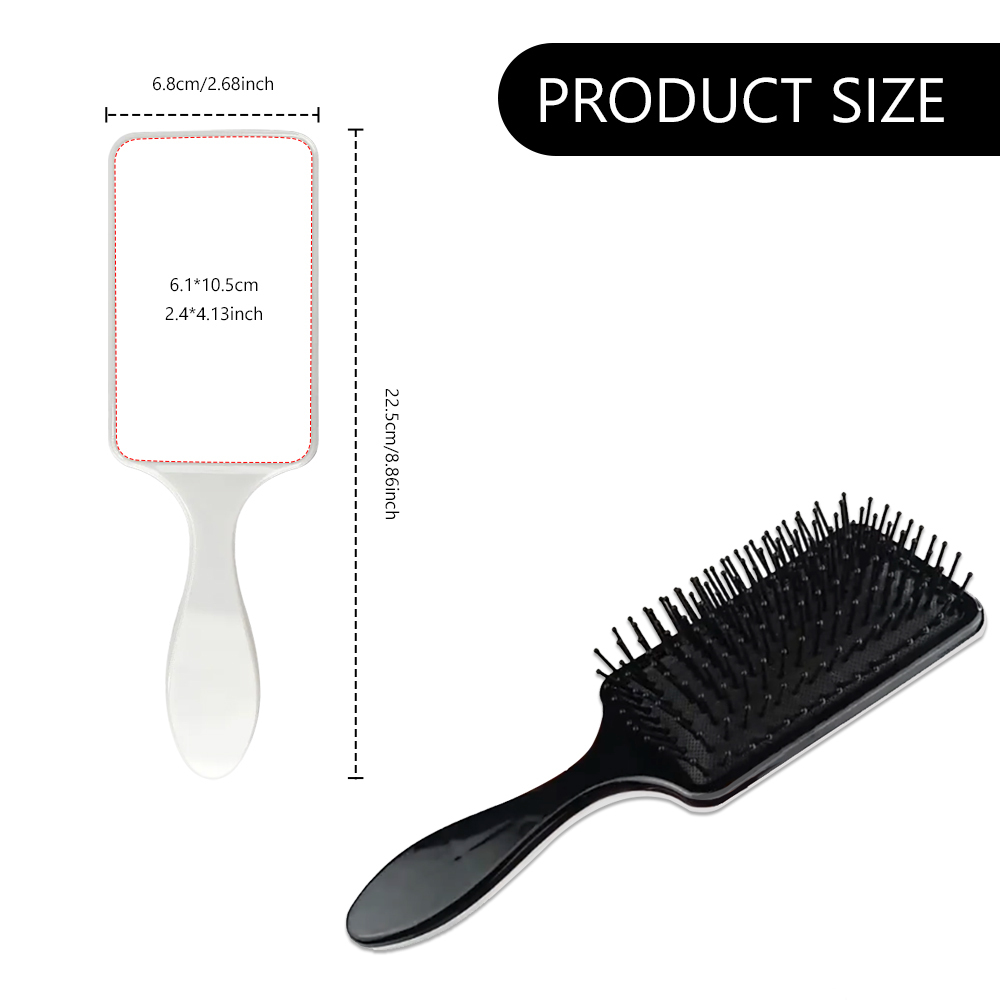 Plastic Hair Brush with Sublimation Blank Aluminum Sheet - Heat Transfer DIY Personalized Travel Massage Comb