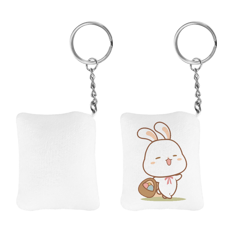 Blank Sublimation Baby Velvet Keychain - Heat Transfer Double-Sided Printing Plush Keyring with Oval/Heart/Square Shape