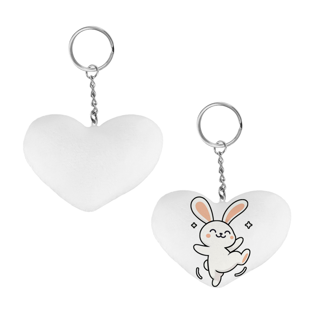 Blank Sublimation Baby Velvet Keychain - Heat Transfer Double-Sided Printing Plush Keyring with Oval/Heart/Square Shape