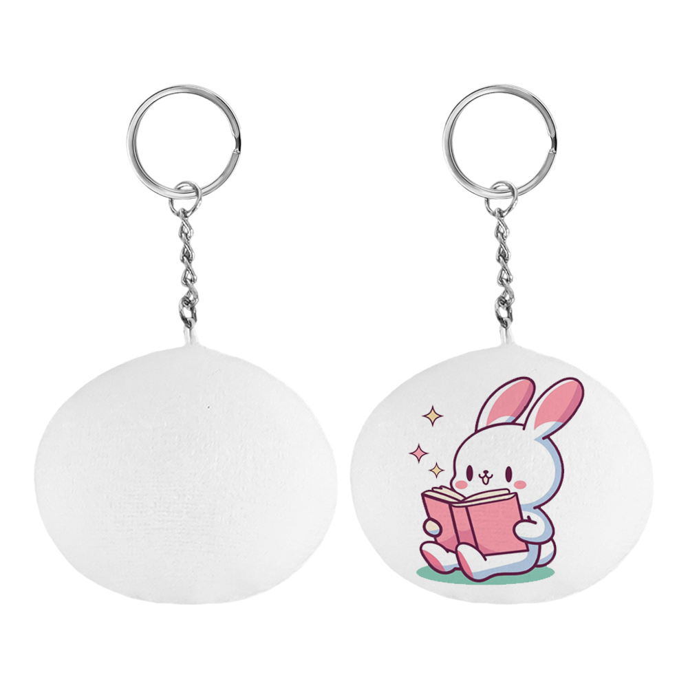 Blank Sublimation Baby Velvet Keychain - Heat Transfer Double-Sided Printing Plush Keyring with Oval/Heart/Square Shape