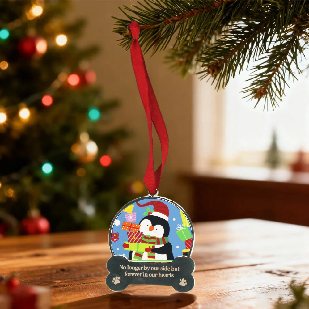 Personalized Sublimation Christmas Ornament Blank - Silver & Black Custom Heat Transfer Metal Ornament Xmas DIY Decor Craft