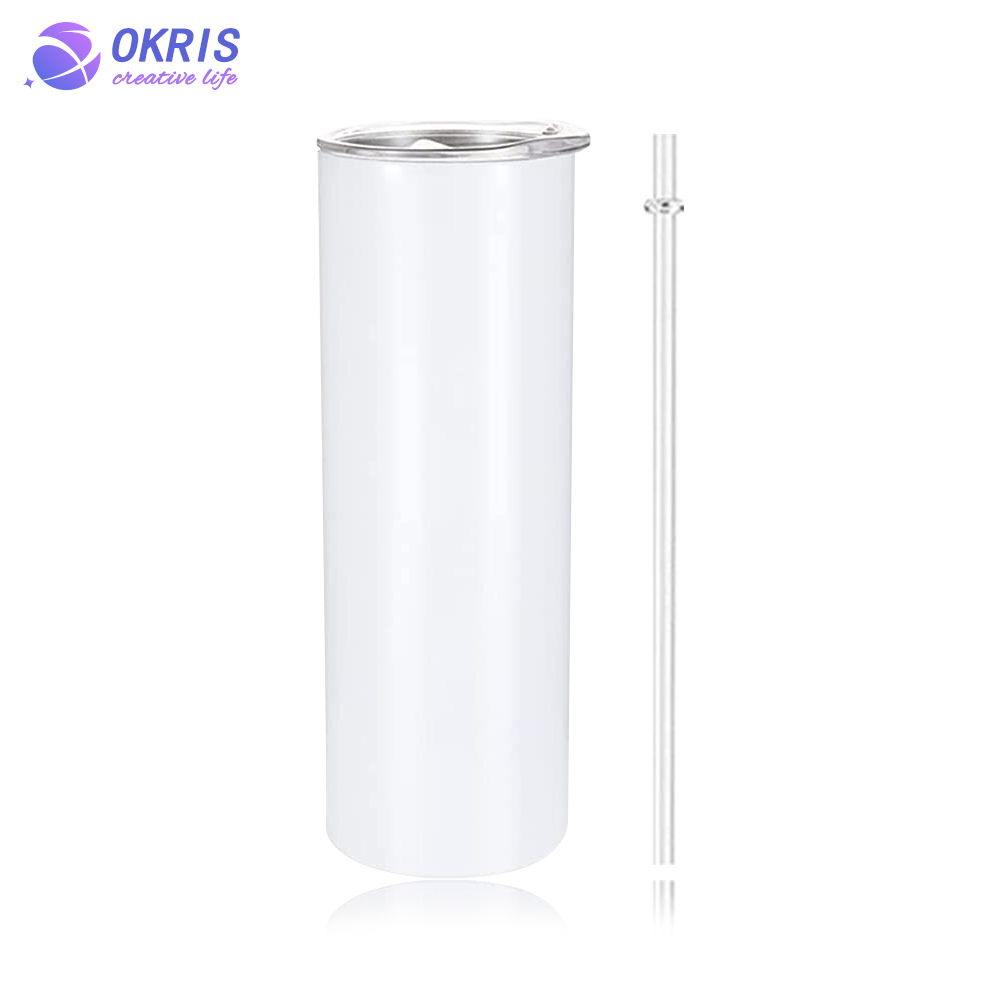30pcs New Coming 20oz Sublimation Straight Skinny Tumbler Blanks with Lid and Straw - Stainless Steel Cups for Heat Transfer DIY Craft