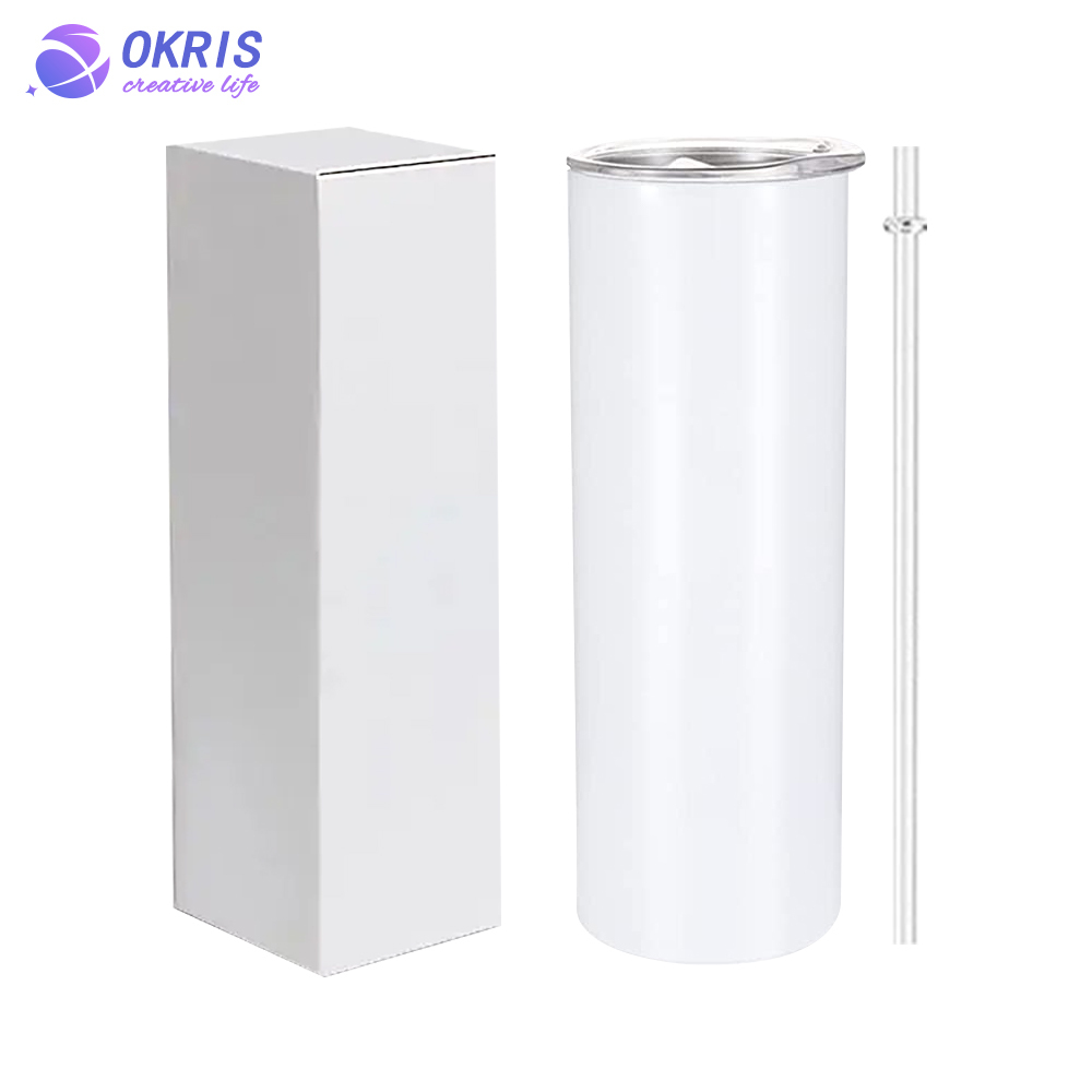 30pcs New Coming 20oz Sublimation Straight Skinny Tumbler Blanks with Lid and Straw - Stainless Steel Cups for Heat Transfer DIY Craft
