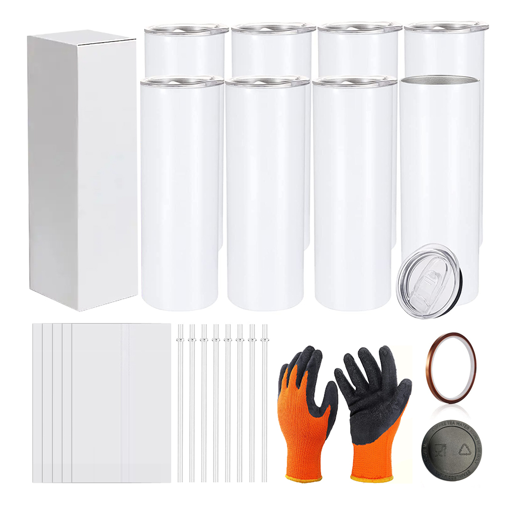 30pcs New Coming 20oz Sublimation Straight Skinny Tumbler Blanks with Lid and Straw - Stainless Steel Cups for Heat Transfer DIY Craft
