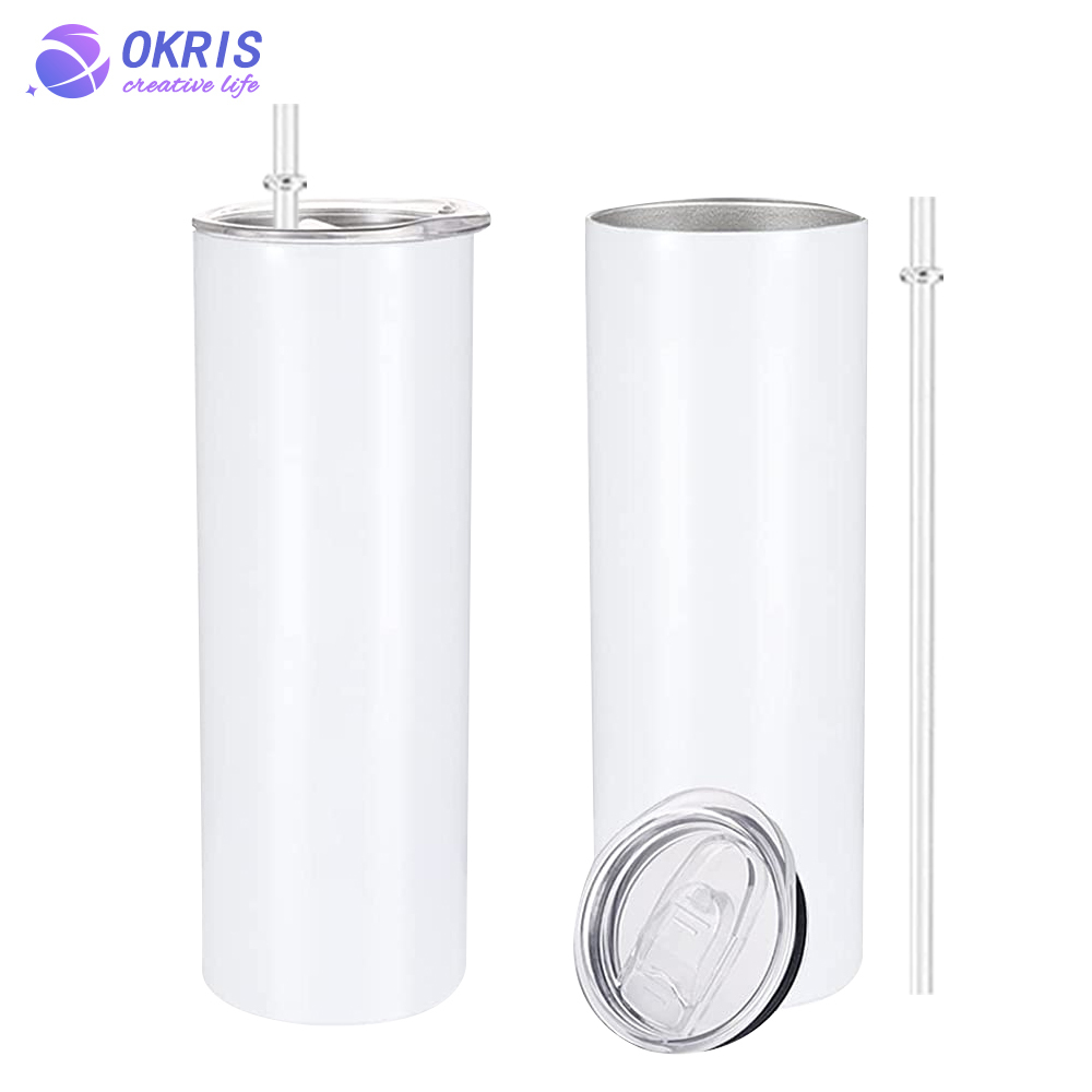 30pcs New Coming 20oz Sublimation Straight Skinny Tumbler Blanks with Lid and Straw - Stainless Steel Cups for Heat Transfer DIY Craft
