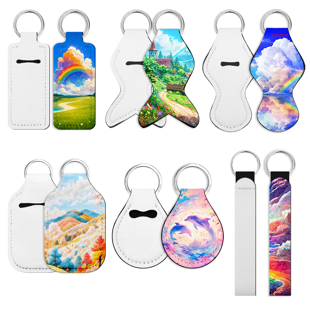 DIY Sublimation Blanks Keychain - Personalized Heat Transfer Neoprene Coin Bag Keyring Lipstick Wristlet Keychain