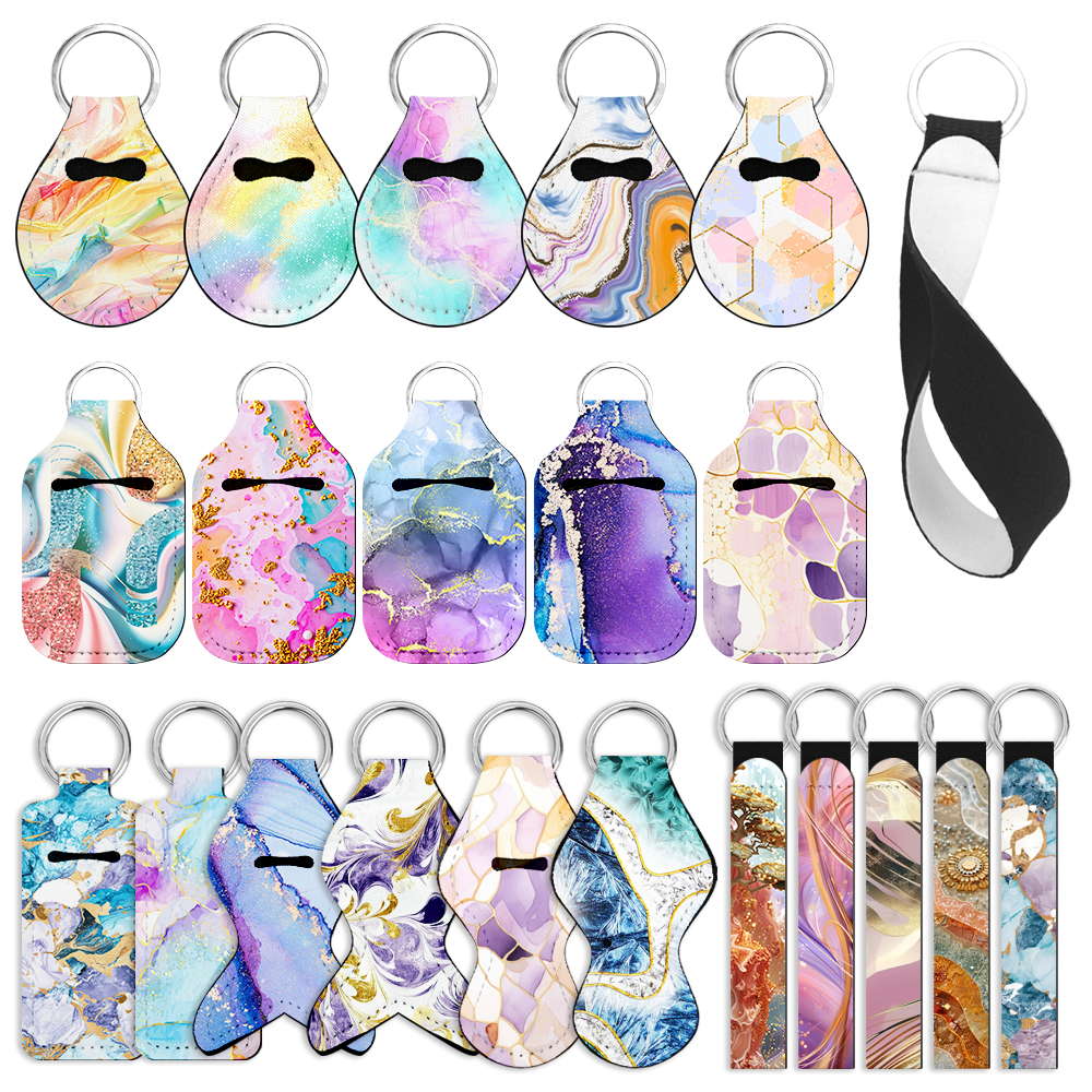 DIY Sublimation Blanks Keychain - Personalized Heat Transfer Neoprene Coin Bag Keyring Lipstick Wristlet Keychain