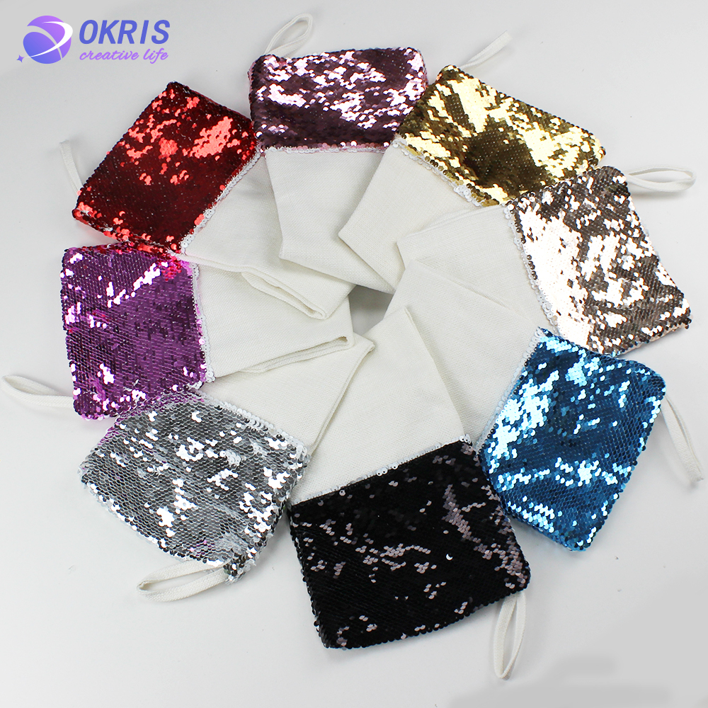 Custom Sublimation Sequin Christmas Stocking - Heat Transfer Cotton Linen with Lining Blank for Xmas, Parities - Sublimation Ornament for Christmas