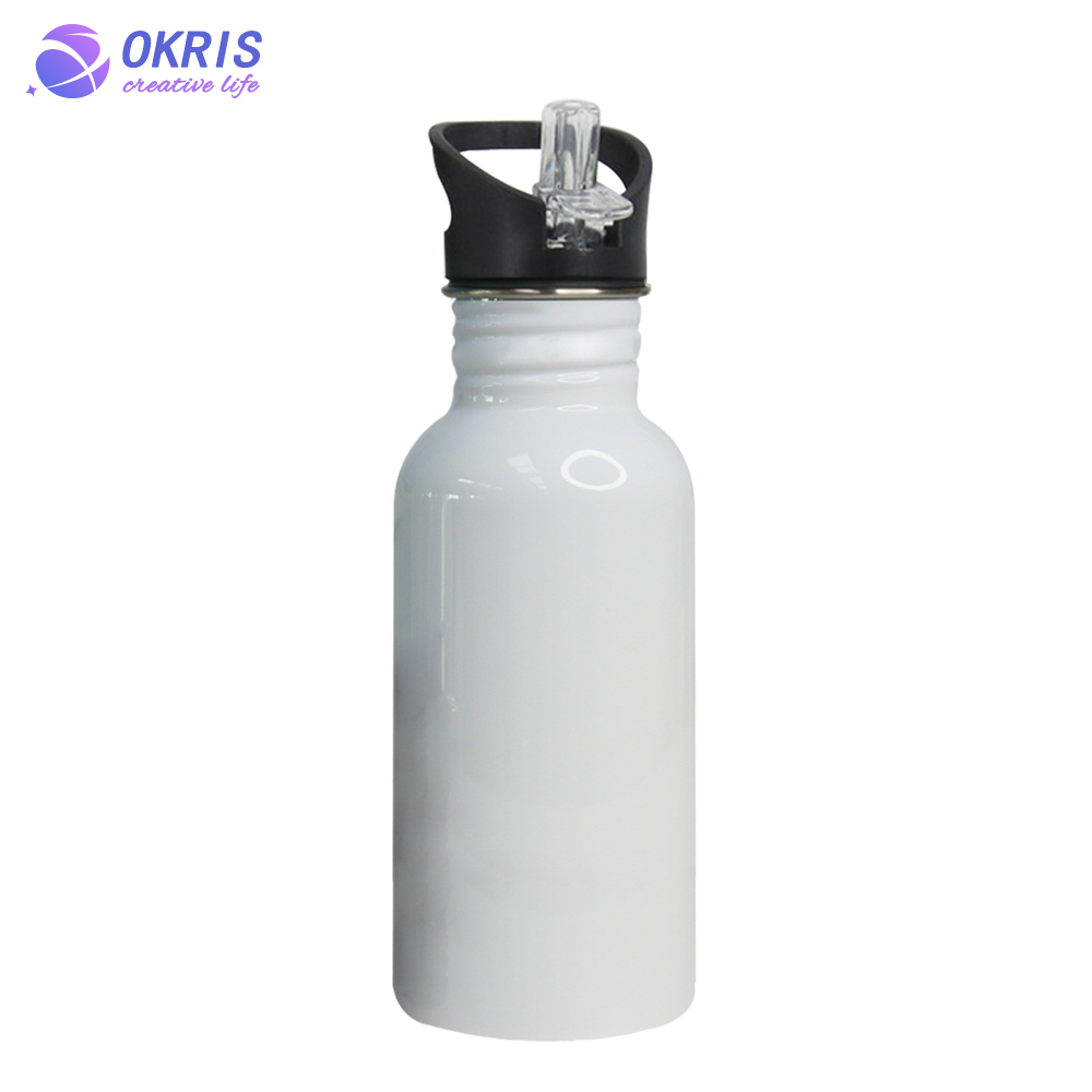 500ML Blank Sublimation Stainless Steel Water Bottle - Portable & Durable Heat Transfer Sport Bottle with Straw Lid