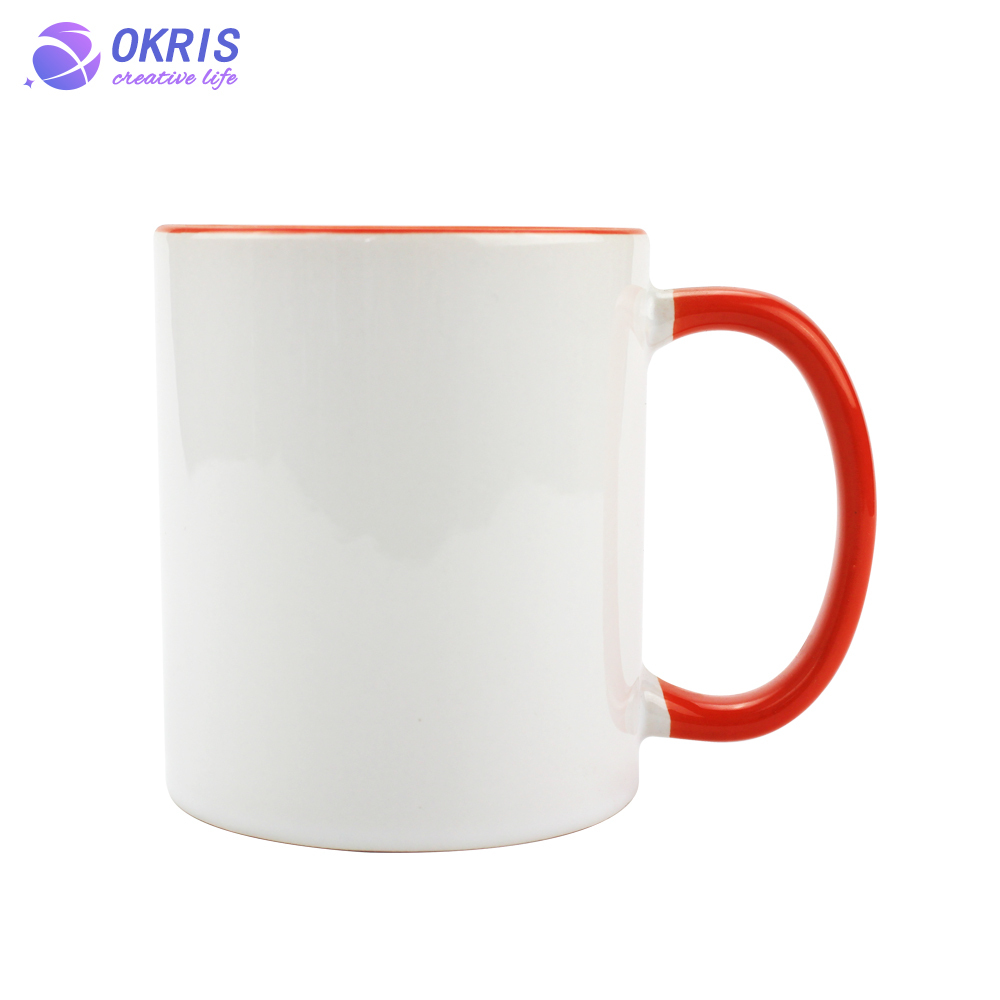 Wholesale 11oz Blank Ceramic Sublimation Mugs - Heat Transfer Blank Drinking Cups Coffee Mug with Handle(Fringe) Color Options