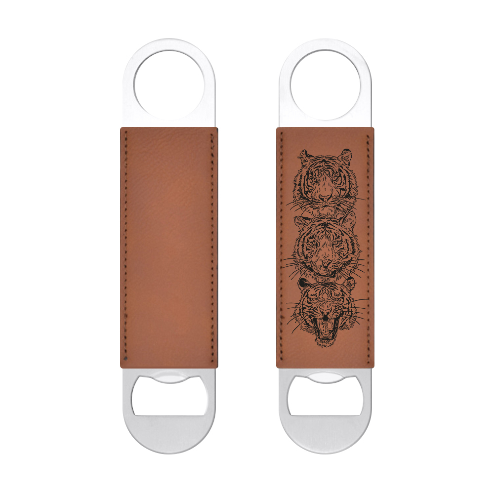 DIY Custom Metal Laser Engraving Bottle Opener with Leather - Double-Sided Printable Beer Opener for Home Bar Party Supplies