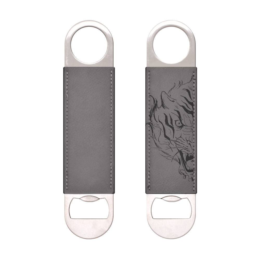DIY Custom Metal Laser Engraving Bottle Opener with Leather - Double-Sided Printable Beer Opener for Home Bar Party Supplies