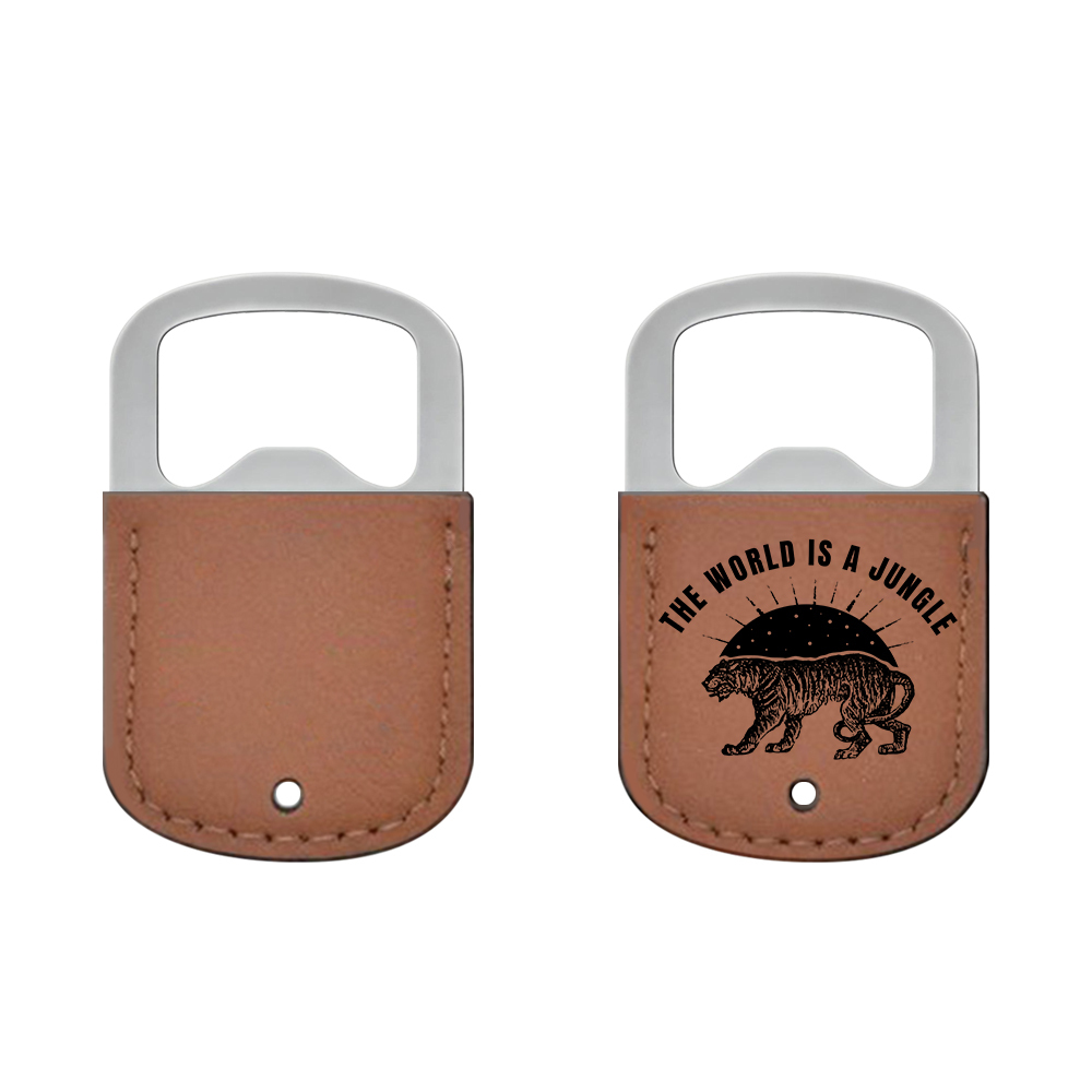 DIY Custom Metal Laser Engraving Bottle Opener with Leather - Double-Sided Printable Beer Opener for Home Bar Party Supplies