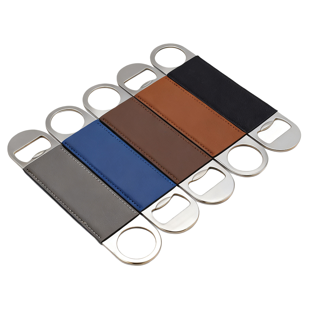 DIY Custom Metal Laser Engraving Bottle Opener with Leather - Double-Sided Printable Beer Opener for Home Bar Party Supplies