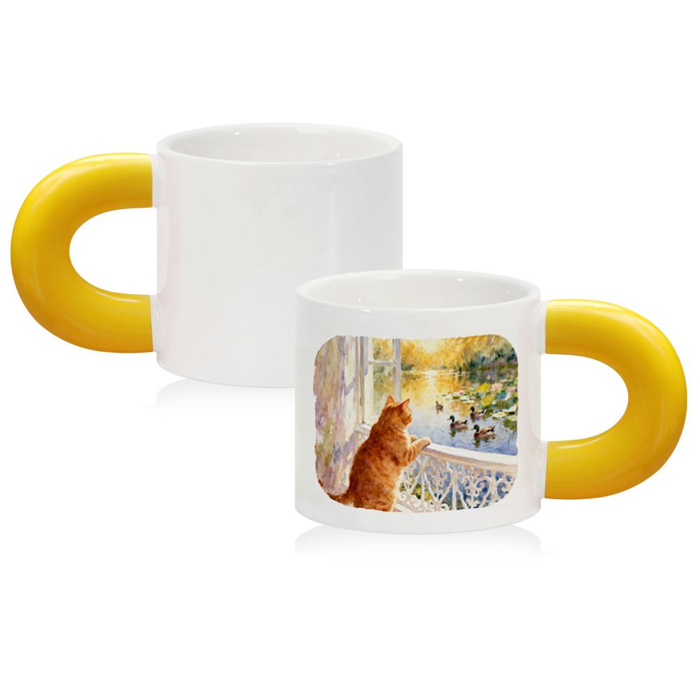 Wholesale 400ML Personalized Sublimation Blank Ceramic Mug Thick-Handle Custom Coffee Cup with 7 Color Options for Home Office