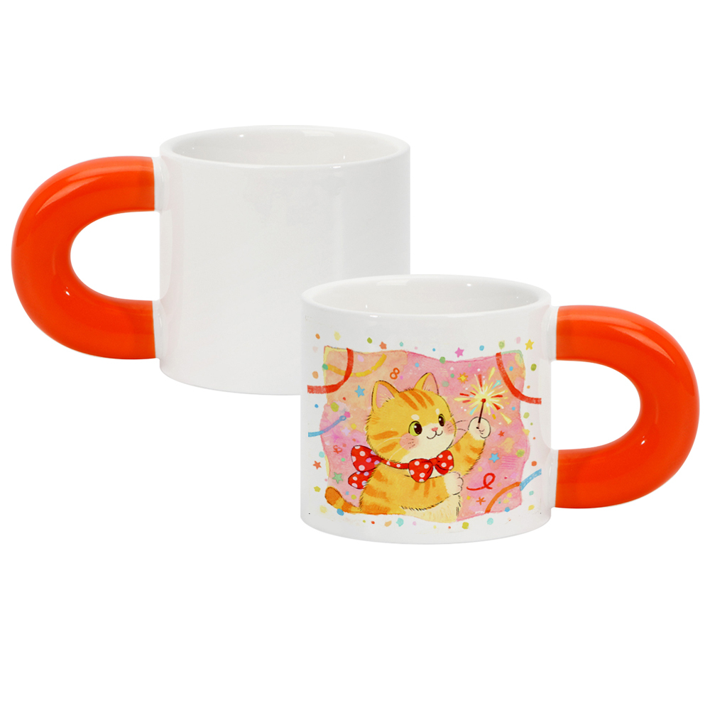 Wholesale 400ML Personalized Sublimation Blank Ceramic Mug Thick-Handle Custom Coffee Cup with 7 Color Options for Home Office