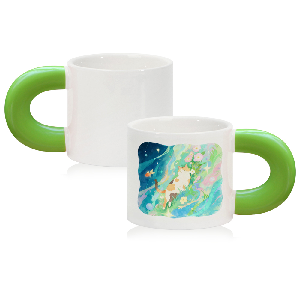 Wholesale 400ML Personalized Sublimation Blank Ceramic Mug Thick-Handle Custom Coffee Cup with 7 Color Options for Home Office