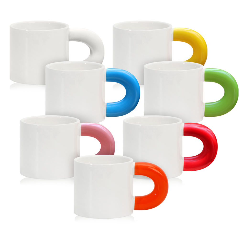 Wholesale 400ML Personalized Sublimation Blank Ceramic Mug Thick-Handle Custom Coffee Cup with 7 Color Options for Home Office