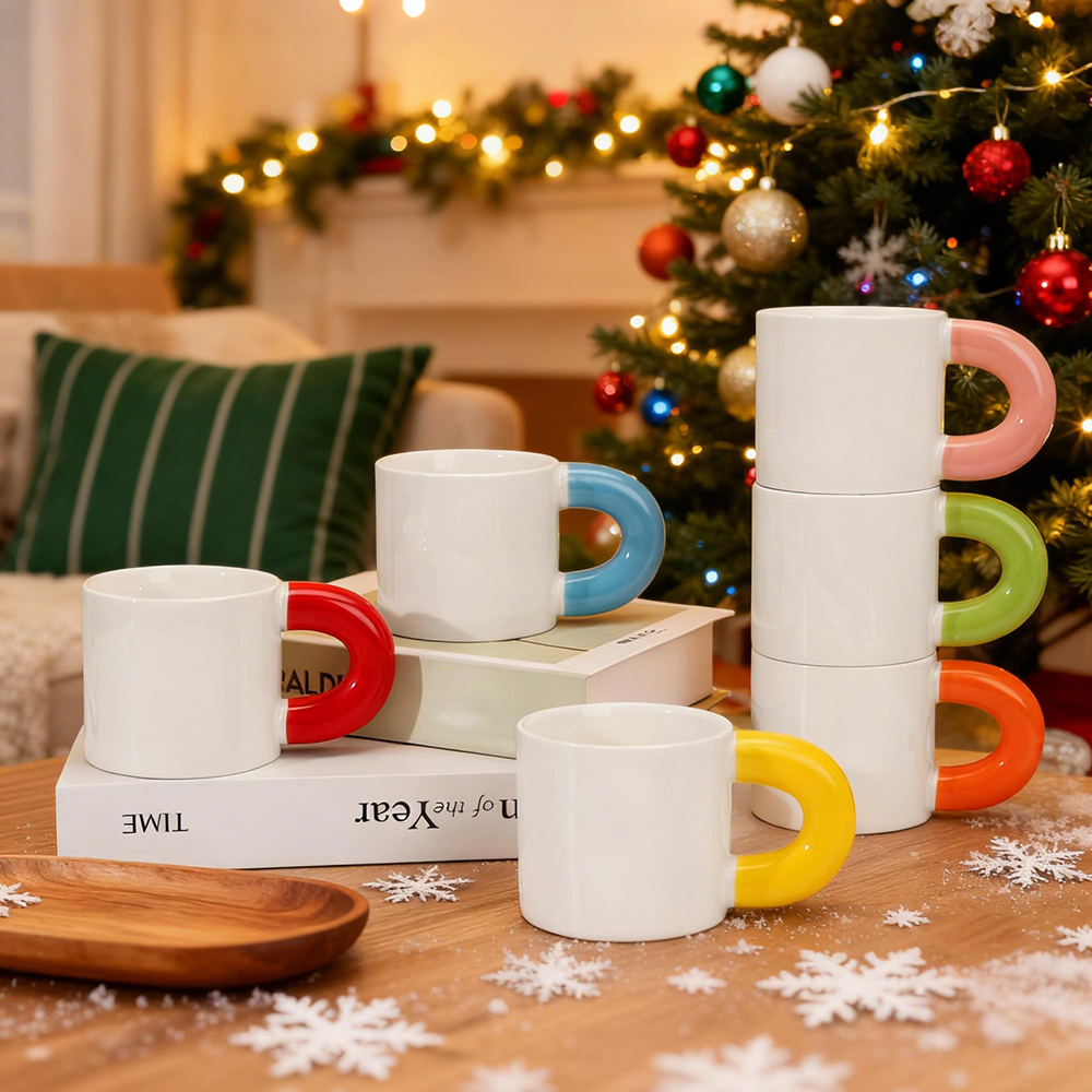 Wholesale 400ML Personalized Sublimation Blank Ceramic Mug Thick-Handle Custom Coffee Cup with 7 Color Options for Home Office