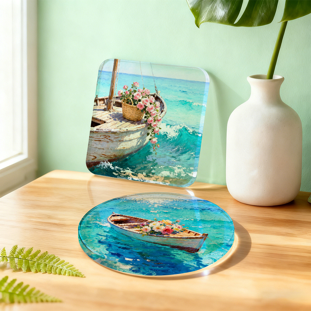 Wholesale Custom Sublimation Blank Acrylic Coaster - Single-Sided Clear DIY Drink Pad Coasters for Home Bar & Party Supplies