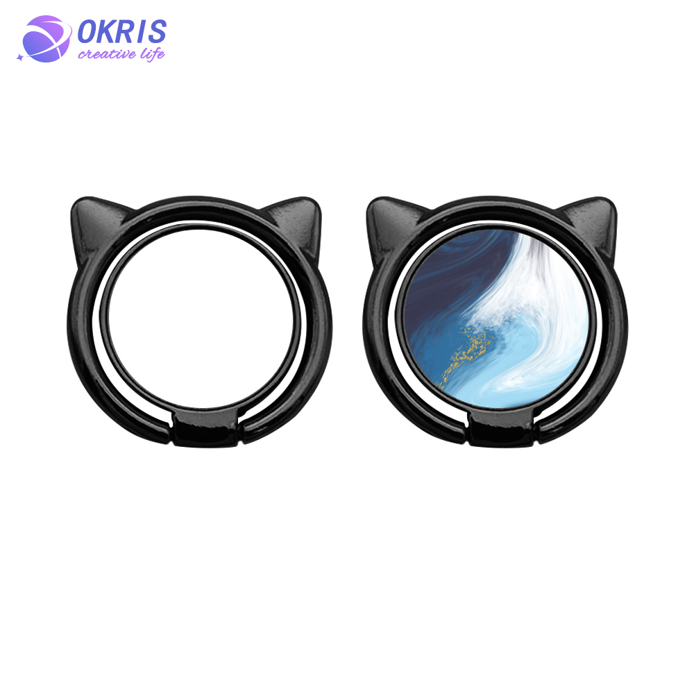 Wholesale Sublimation Blank Metal Phone Ring Holder Universal Cat's Head Shape Kickstand Grip for DIY Custom Heat Transfer Printing