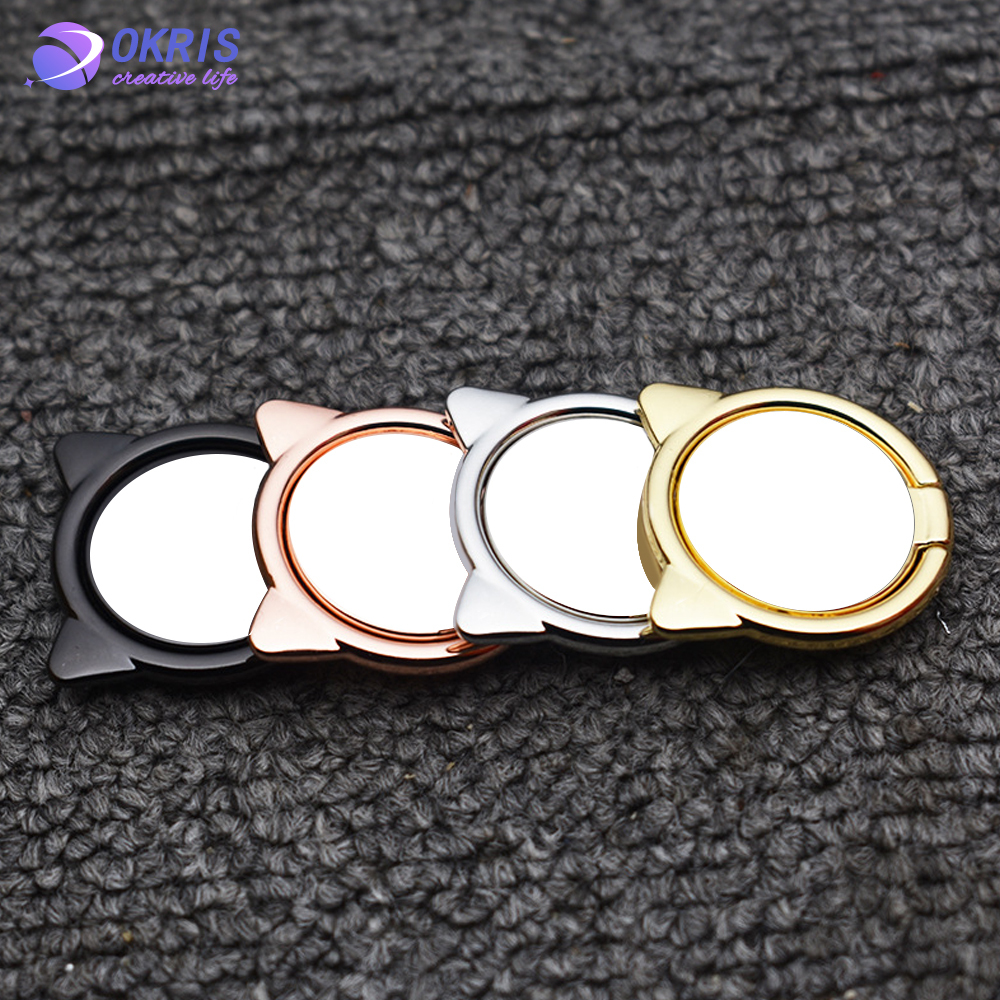 Wholesale Sublimation Blank Metal Phone Ring Holder Universal Cat's Head Shape Kickstand Grip for DIY Custom Heat Transfer Printing