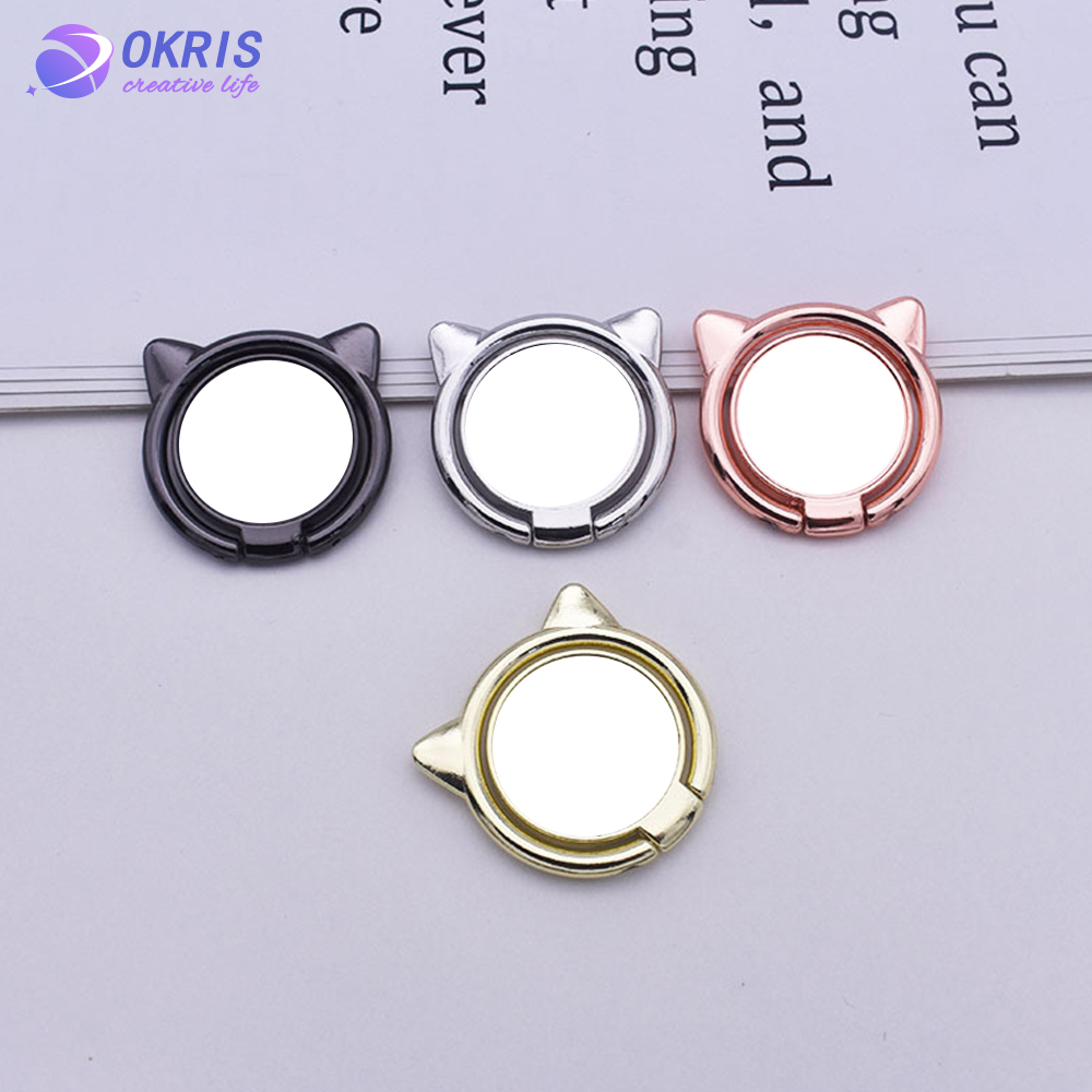 Wholesale Sublimation Blank Metal Phone Ring Holder Universal Cat's Head Shape Kickstand Grip for DIY Custom Heat Transfer Printing