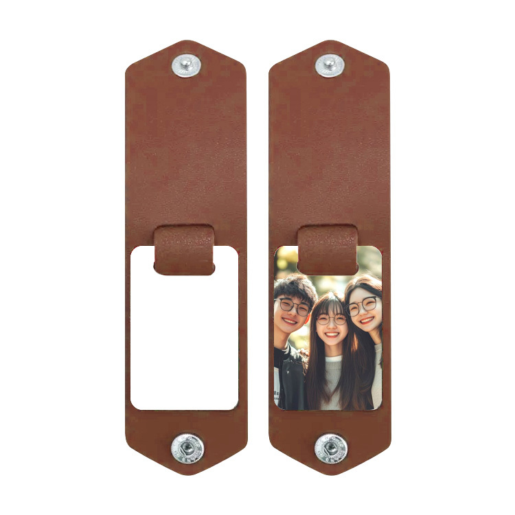 blank sublimation leather case photo frame keychain diy laser leather cover inside photo keyring with four colors