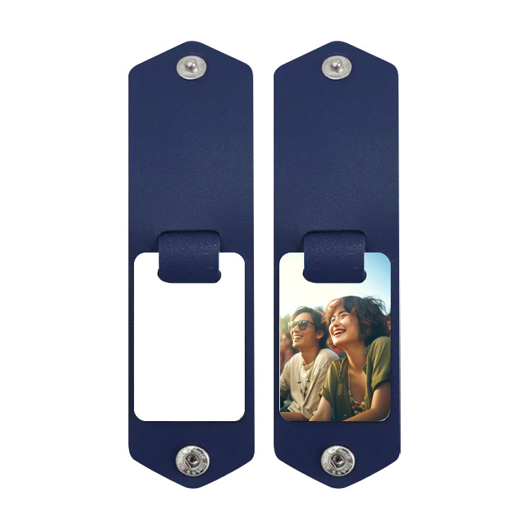 blank sublimation leather case photo frame keychain diy laser leather cover inside photo keyring with four colors