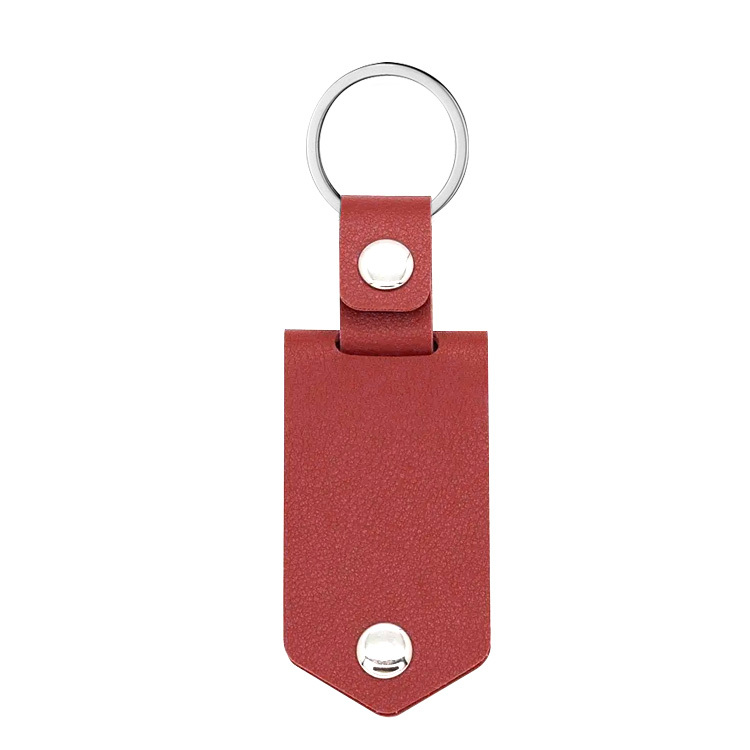 blank sublimation leather case photo frame keychain diy laser leather cover inside photo keyring with four colors