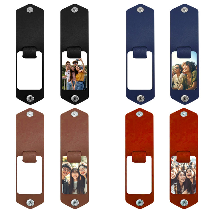 blank sublimation leather case photo frame keychain diy laser leather cover inside photo keyring with four colors