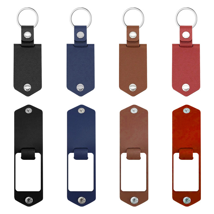 blank sublimation leather case photo frame keychain diy laser leather cover inside photo keyring with four colors