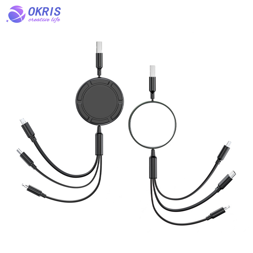 Wholesale Blank Sublimation Multiple Charging Cable Universal USB-C/Micro USB/Lightning Portable Data Cable with Easy Storage Design