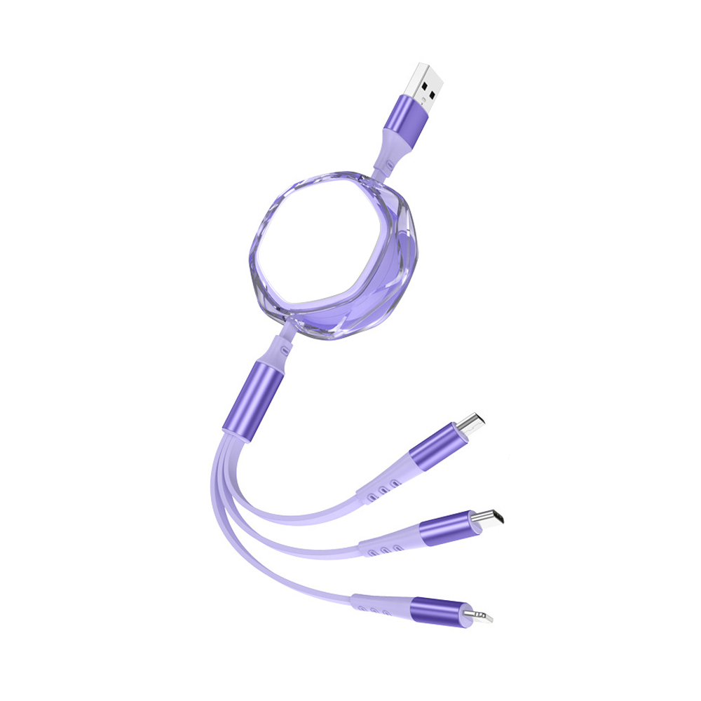 Wholesale Blank Crystal Sublimation 3in1 Data Cable Universal USB-C/Micro/Lightning Charging Cable Compatible with Smartphone